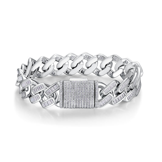 Pulsera de Plata S925 con Moissanita: Joya de Lujo Minimalista Plateada