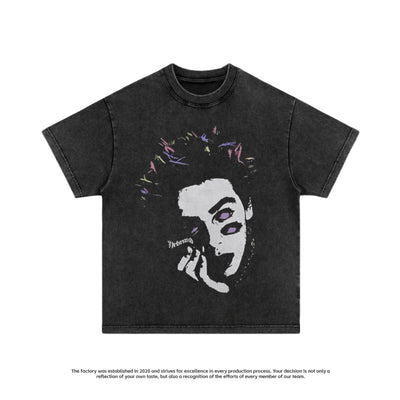 Camiseta Hombre Estilo Retro Americano Cuello Redondo Suelta Estampada Manga Corta - Image 4