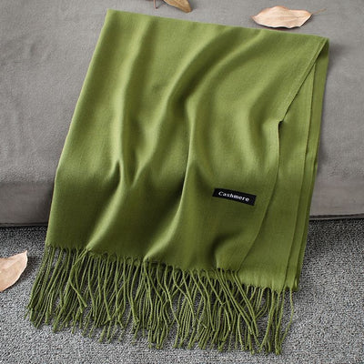 Pashmina Elegante de Color Liso con Borlas - Image 25