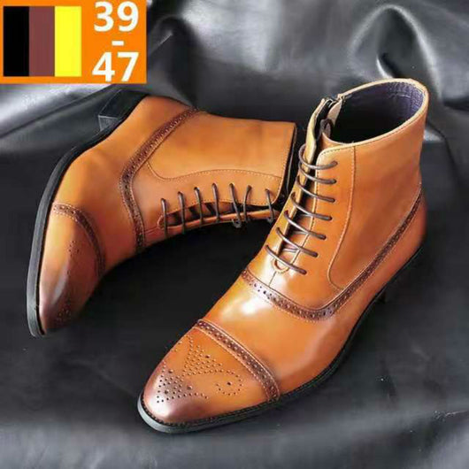 Botas Altas de Cuero para Hombre Talla Grande - Estilo Casual Tallado - Image 11