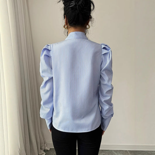 Blusa Elegante con Lazo en el Cuello y Mangas Largas para Mujer - Image 3