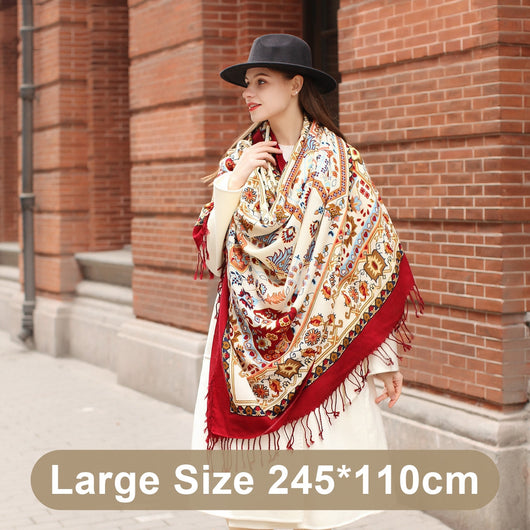 Chal Étnico Largo Oversized de Lana Pura para Mamá - Image 9