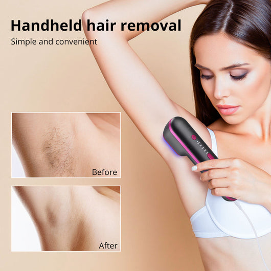 Black and pink IPL laser hair removal device kit with power adapter, safety glasses, razor, and manual. - Image 4