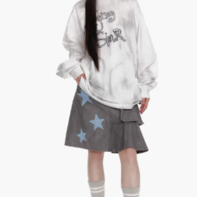 Falda Plisada de Patchwork Cuadros Burbuja y Estrellas para Mujer - Image 9