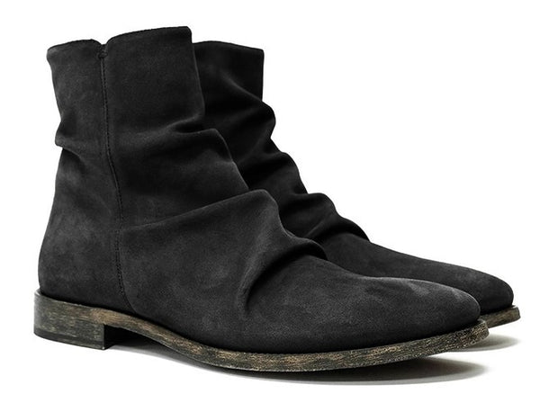 Botas Cortas Estilo Británico con Pliegues para Hombre