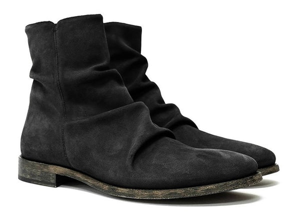 Botas Cortas Estilo Británico con Pliegues para Hombre
