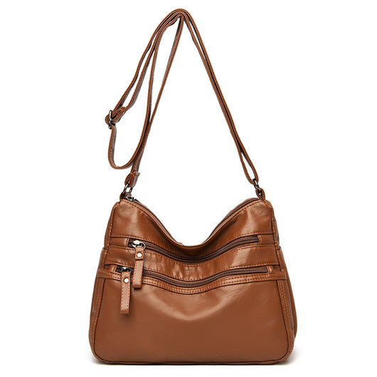 Bolso Bandolera de Cuero Genuino Lavado - Diseño Minimalista Versátil - Image 12