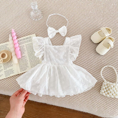 Vestido Jumpsuit Princesa para Niña con Mangas Volantes y Encaje - Image 10