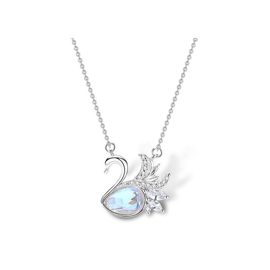 Collar Cisne Lake Plata 925 Cadena Clavícula con Pluma - Image 2