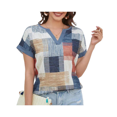 Blusa Casual de Cuello V Estampada para Mujer - Image 4