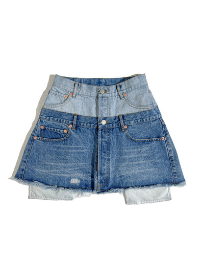 Falda Denim Corta Bicolor con Cintura Ajustable - Image 2