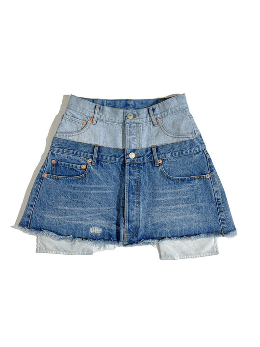 Falda Denim Corta Bicolor con Cintura Ajustable - Image 2
