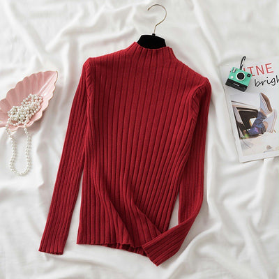 Suéter de Cuello Alto Coreano - Prenda Base Tejida para Otoño e Invierno - Image 21