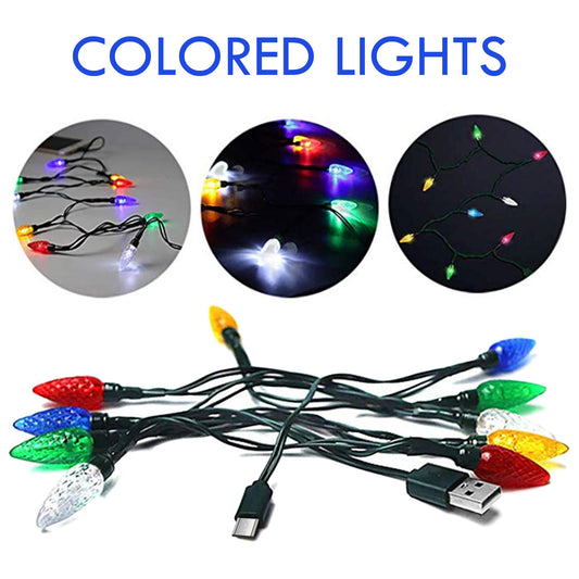 Cable USB Navideño con Luces LED - Cargador Micro USB y Type-C para Decoración