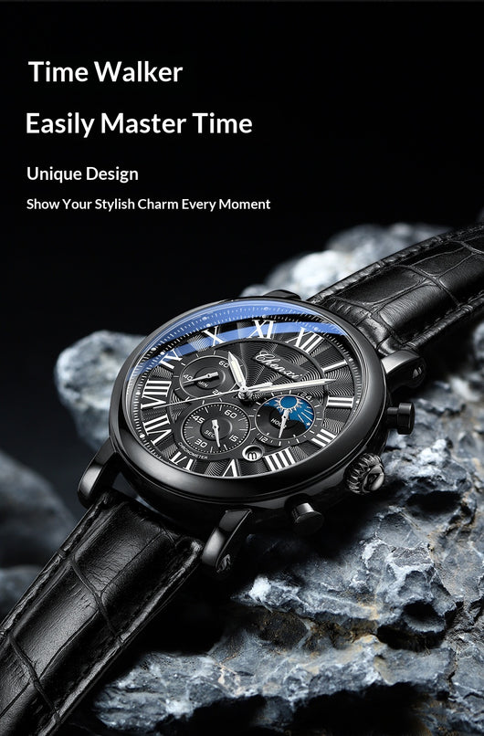 Reloj Empresarial Hombre Fases Lunares Calendario Resistente al Agua - Image 18