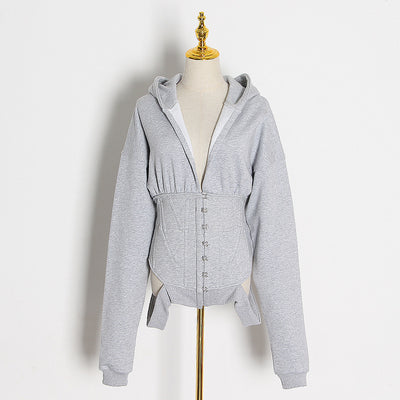 Sudadera con Capucha Ajustada al Cuerpo Cuello en V - Image 4