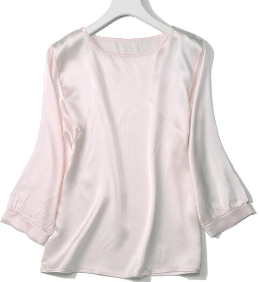 Camisa de Seda de Gusano de Seda con Perla Brillante y Satén - Image 57