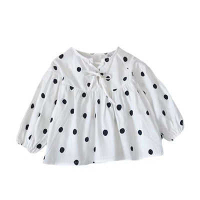Blusa Infantil Manga Larga Estilo Occidental con Lunares y Mangas Abullonadas - Image 8