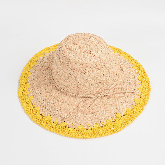 Sombrero de Rafia con Ala Ancha y Protección Solar con Ajuste de Color - Image 21