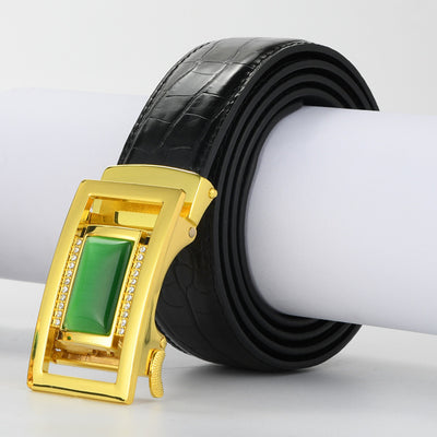 Cinturón Automático de Jade con Patrón de Diamantes y Hebilla de Aleación - Image 4