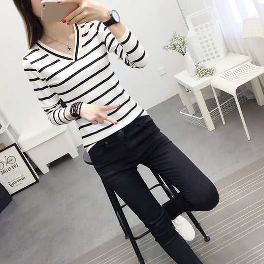 Blusa Cuello V Manga Larga Estilo Coreano - Image 21