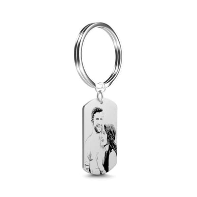 Llavero de Plata 925 con Foto Personalizada y Patrón Grabado - Image 3