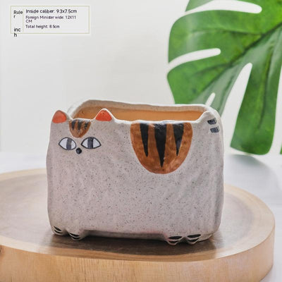 Maceta de Cerámica Gato Cartoon para Suculentas - Image 3
