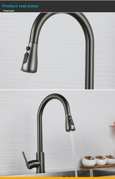 Grifo de Cocina Acero Inoxidable Retráctil Giratorio - Image 11