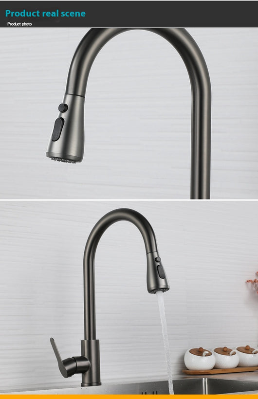 Grifo de Cocina Acero Inoxidable Retráctil Giratorio - Image 11