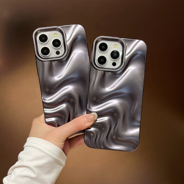 Funda Protectora Mate Negra con Efecto Onda de Agua