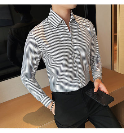 Camisa de Vestir Hombre Talla Grande a Rayas sin Planchado - Image 19