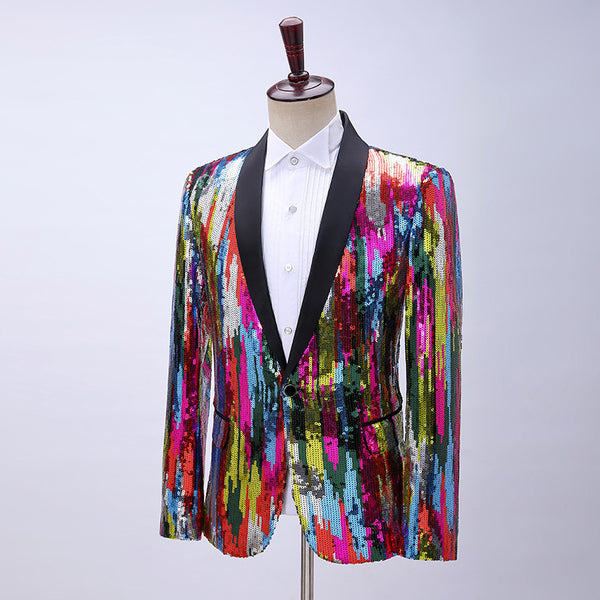 Blusa de Lentejuelas con Patrón Vertical Multicolor para Hombre