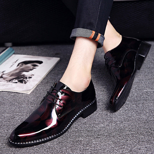 Zapatos de Cuero Brillante para Hombre - Elegancia Formal y Bodas - Image 2