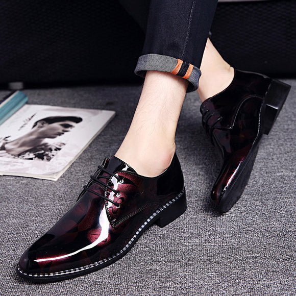 Zapatos de Cuero Brillante para Hombre - Elegancia Formal y Bodas