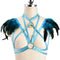 Sostén Harness Gótico Punk con Plumas para Eventos y Prom