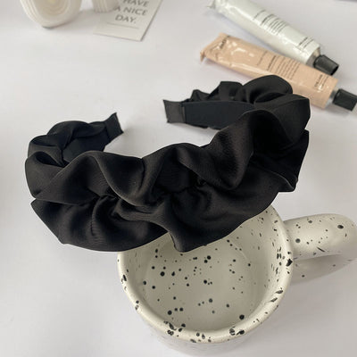 Diadema Plisada de Satén Premium Negro Ancho - Image 7