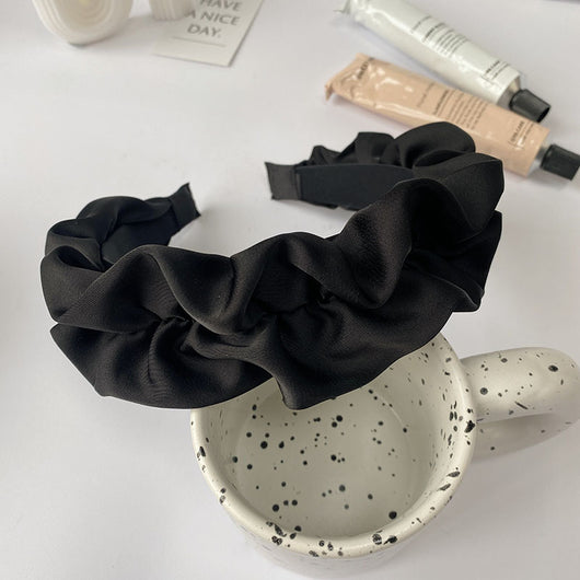 Diadema Plisada de Satén Premium Negro Ancho - Image 7