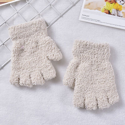 Guantes Térmicos Infantiles Mitad Dedo Terciopelo Protección Frío - Image 2