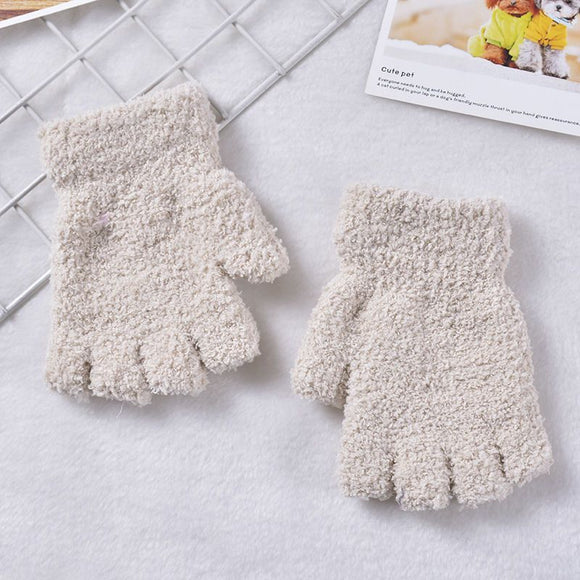 Guantes Térmicos Infantiles Mitad Dedo Terciopelo Protección Frío
