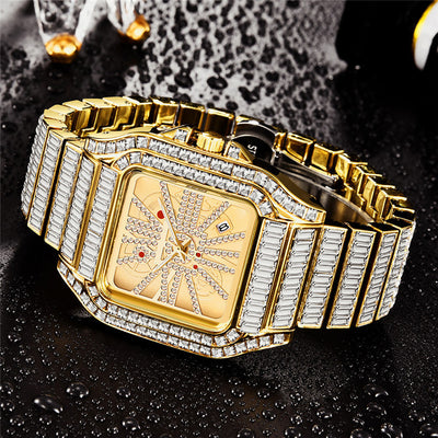Reloj de Cuarzo Hip Hop con Diamantes Completos y Carátula Grande para Hombre - Image 2