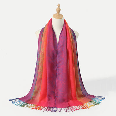 Rebozo Étnico Degradado con Bordado Colorido y Borlas de Cachemira - Image 12