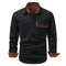 Camisa Polo de Manga Larga Algodón Lavado Tallas Grandes Hombre Color Sólido