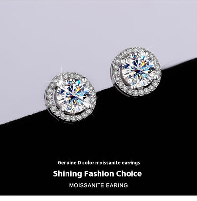Aretes de Plata Esterlina S925 con Moissanita Redonda Genuina - Diseño Simple y Elegante - Image 16