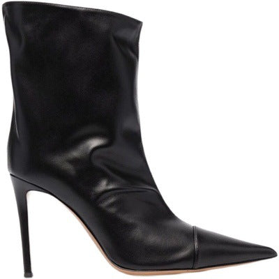 Botas Tobilleras Nightclub Tacón Alto Puntiagudo 9cm Cuero Magic Paint - Image 6