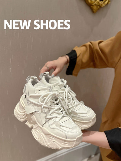 Zapatos Deportivos Casuales para Mujer con Cordones de Cuero y Suela Gruesa Acolchada - Image 11