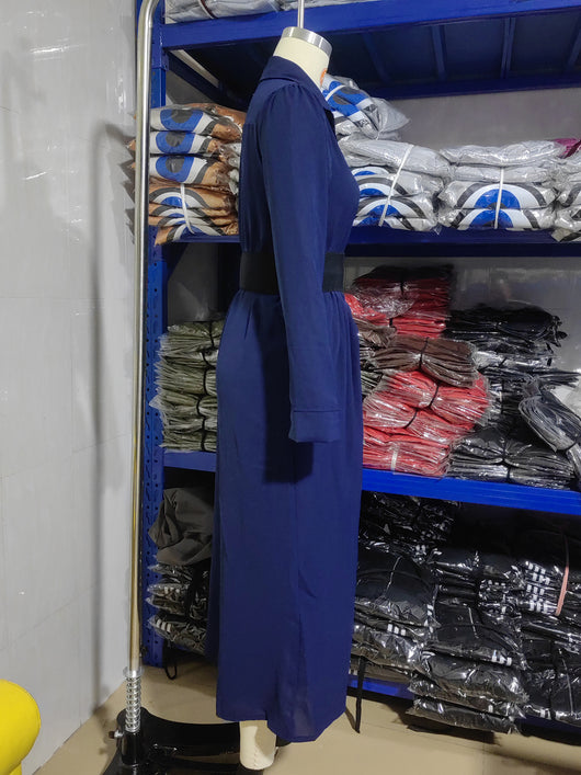 Vestido Camisero Elegante con Solapa y Cinturón - Image 17
