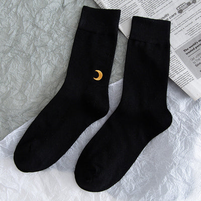 Calcetines JK Estilo Coreano Estrellas y Luna - Calcetines Altos de Color Puro - Image 6