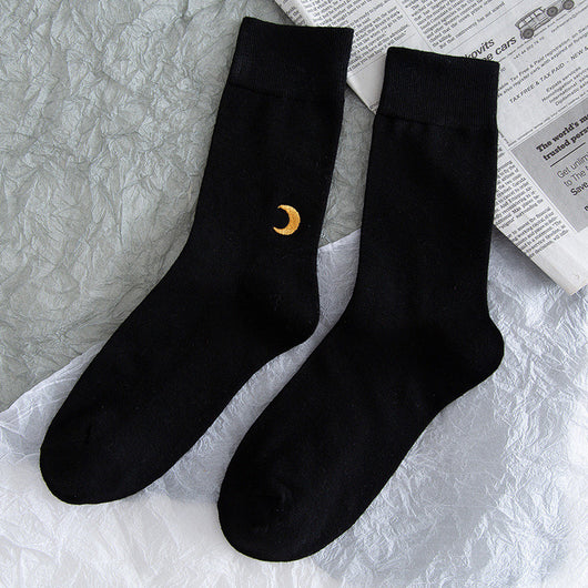 Calcetines JK Estilo Coreano Estrellas y Luna - Calcetines Altos de Color Puro - Image 6