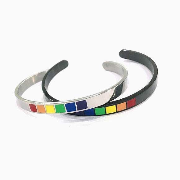 Pulsera Arcoíris de Acero Inoxidable en Forma de U para Hombre y Mujer