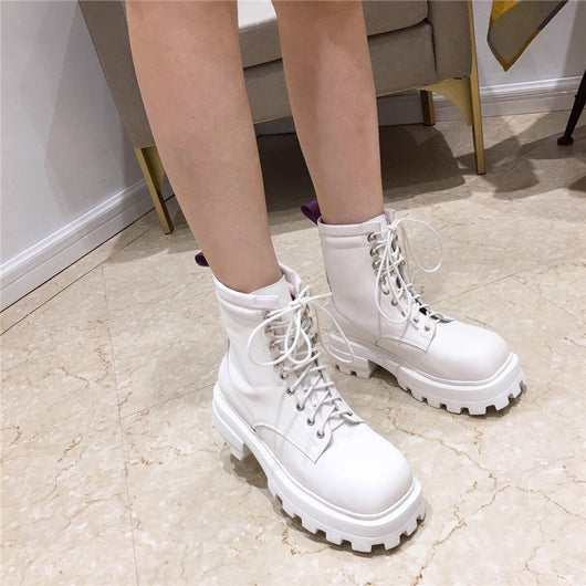 Botas Cortas con Plataforma y Cordones - Tacón Medio para Mujer - Image 13